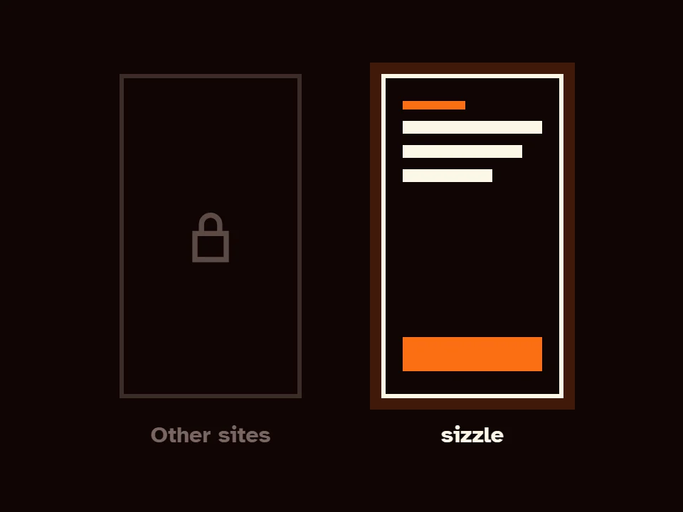 A locked phone beside a lit phone showing a sizzle step